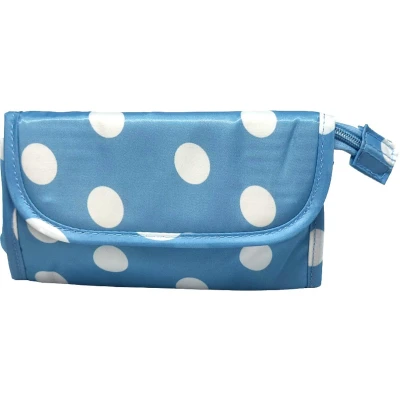 Afbeelding van Rojafit Make up Tasje met Spiegel Blue Dots Afmeting: 17 x 5 10 cm.