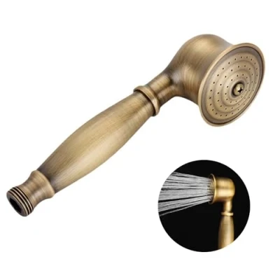 Afbeelding van DRELD retro douchekop messing handdouche, 1 van messing, antieke douchekop, nostalgische handdouche met telefoonstijl, gouden (17 cm lang, 5 kopdiameter)