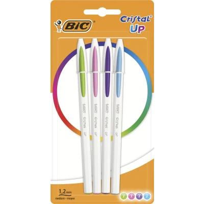 Afbeelding van Bic balpen Cristal Up Fun, blister van 4 stuks in geassorteerde kleuren