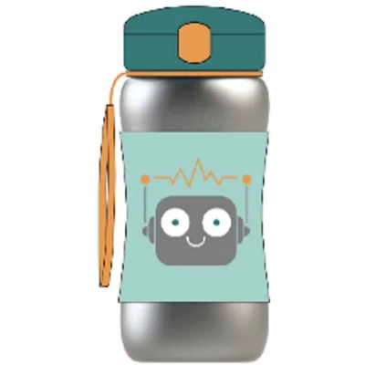Afbeelding van Skip Hop Spark Style Stainless Steel Straw Bottle Robot