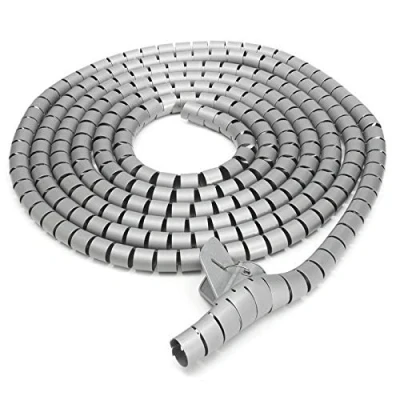 Afbeelding van Kabel netjes wrap, Cutable Spiraal Binding Buis, Draad Organizer voor TV/PC/Computer/Home Enthertainment (5M Grijs)