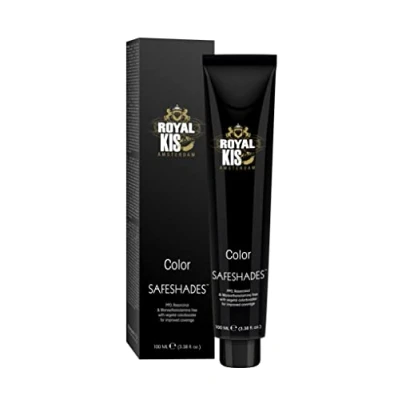 Afbeelding van Royal KIS SafeShades permanente haarkleurcrème 100 ml 4N hoge dekking, duurzame kleur en natuurlijk glanzend haar zonder PPD, MEA resorcinol