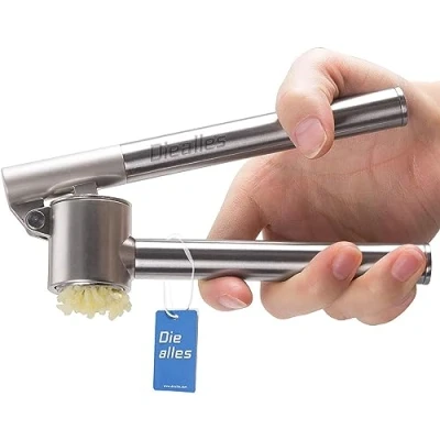 Afbeelding van Diealles knoflookpers, roestvrij staal, gemberpers met een robuuste roestvrijstalen handgreep, praktische keukenhulp en keukengereedschap, 15,8 x 5 cm