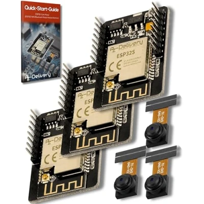 Afbeelding van AZDelivery 3 x ESP32 Cam Modul (ESP32 Wifi/Bluetooth Module inclusief camera) compatibel met Arduino
