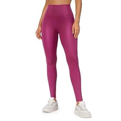 Afbeelding van CRZ YOGA Butterluxe Matte Kunstleer Leggings voor Vrouwen 28,Hoge Taille Stretch Enkel Lederen Broek Pleather Tights Magenta Paars Klassiek Patroon S