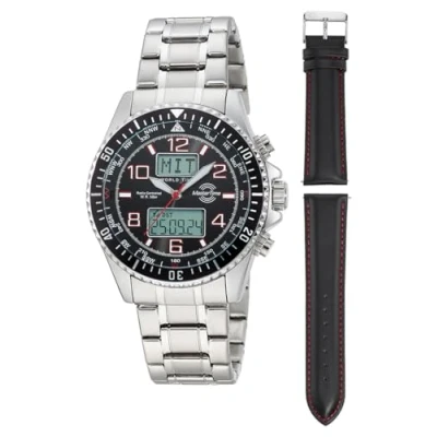 Afbeelding van MASTER TIME Radiografische chronograaf Super Power Quartzhorloge, polshorloge, herrenuur, ook ideaal als cadeau (set, 2 delig, Met wisselband)