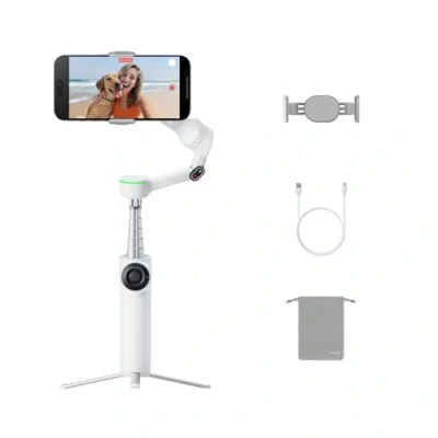 Afbeelding van Insta360 Flow 2 Pro White Opvouwbare AI telefoongimbal, track in meer dan 200 apps met Apple DockKit, tracking voor meerdere personen, 360º pantracking, ingebouwd statief/selfiestick, draagbare