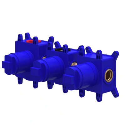Afbeelding van Inbouwbox IVY tbv Inbouw Thermostaat Met 2 Stopkranen Symmetry Donker Blauw