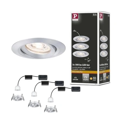 Afbeelding van Paulmann 92975 Nova Mini Plus LED inbouwlamp Coin 3 stuks rond zwenkbaar 3x4,2W EasyDim dimbaar alu aluminium warmwit 2700 K, 126 W