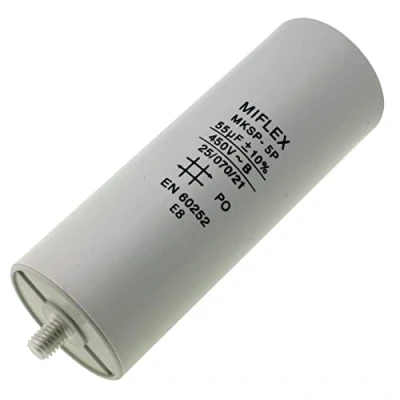 Afbeelding van Aanloopcondensator motor condensator 55µF 450V 50x119mm stekker M8; Miflex ; 55uF