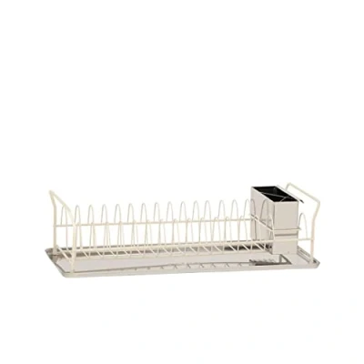 Afbeelding van PLINT Premium Dish Rack Plate Drying with Cutlery Holder &amp; Drip Tray Stainless Steel Draining Drainer for Kitchen Counter Small Cream Color