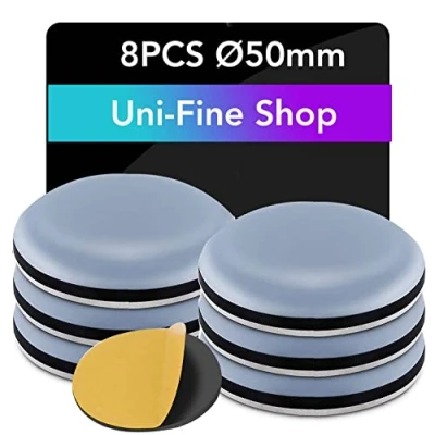 Afbeelding van Uni Fine 50 mm teflon meubelglijders, PTFE glijders voor meubels, zelfklevend, meubelglijders stoel, bank, kantoor en tafel, rond, 8 stuks