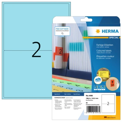 Afbeelding van HERMA 4498 printeretiket Blauw Zelfklevend printerlabel