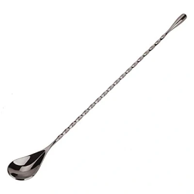 Afbeelding van Cocktail Mengen stok Rvs Lange Steel Lepel Prachtige antislip Twisted Handvat Gelaagdheid Tool voor Bar Barman drank Koffie(Spoon Zwart)