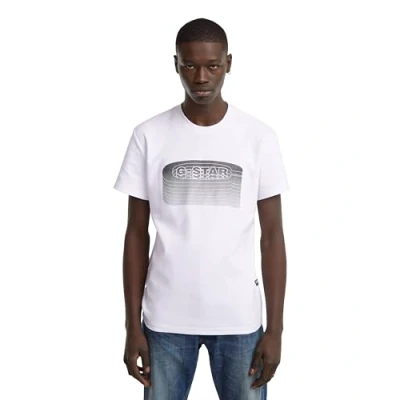 Afbeelding van G STAR Stacked OLD Skool LOGO Tshirt print, Heren, Maat: Large, White