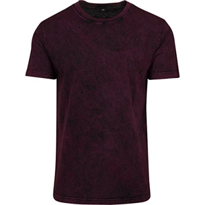 Afbeelding van Build your Brand Acid Washed Tee BY070 BERRY BLACK