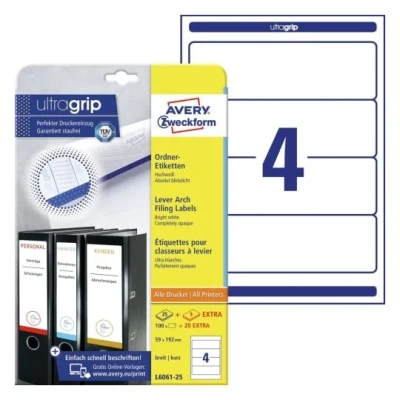 Afbeelding van Rugetiket Avery Zweckform breed 59x192mm zelfklevend wit
