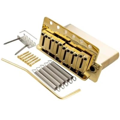 Afbeelding van Musiclily Ultra 52,5mm ST Tremolo Brug 6 Schroeven Bridge met Moderne Messing Zadels 42mm Blok voor Strat stijl Elektrische Gitaar, Goud