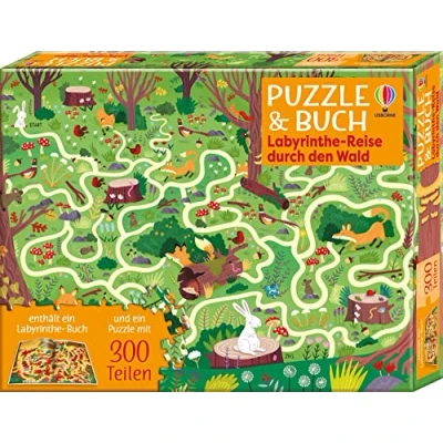 Afbeelding van Puzzle &amp; Buch: Labyrinthe Reise durch den Wald: Set aus 300 teiligem und Begleitbuch ab 6 Jahren