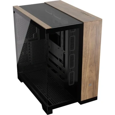Afbeelding van CORSAIR 6500X Mid Toren ATX PC Behuizing met Twee Kamers Panoramisch Gehard Glas Omgekeerd Aansluiting Moederbord Compatibel Geen Fans Inbegrepen Zwart/Walnoothout