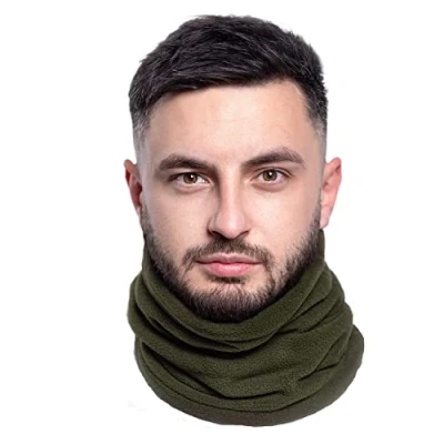 Afbeelding van ... Karl Love halswarmer voor heren en dames, uniseks, fleece, nekwarmer, winter, multifunctioneel, colsjaal, warm, dik, halsbescherming, sport, muts sneeuwband, winddicht, elastisch groen Taille unique
