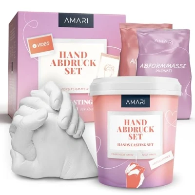 Afbeelding van Amari ® Handafdrukset voor koppels (+ fotohouder), 3D gipsafdrukset Valentijnsdag, bruiloft, jubileum, Kerstmis, hoogwaardige