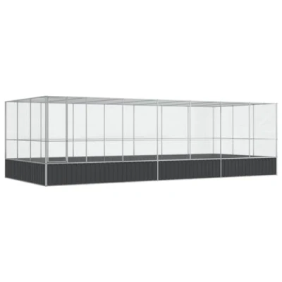 Afbeelding van vidaXL Volière met verlengstuk 725x307x212 m staal zilverkleurig, vogelvolière, papegaaienkooi, grote parkietenkooi, vogelkooi