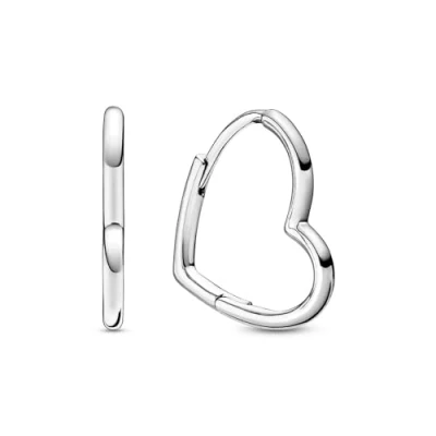 Afbeelding van Pandora 298307C00 Oorbellen Asymmetrical Heart Hoop zilver 20 x mm