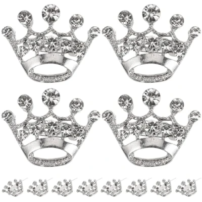 Afbeelding van LUOEM Kroonbroche pin kristal broche sjaals gesp kraag corsage boeket kit bruiloft party 12PCS (zilver)