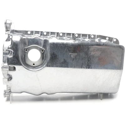 Afbeelding van METZGER 7990009 Carterpan Met olieaftapschroef, Zonder pakking gat voor oliestandsensor Aluminium persgietwerk VOLKSWAGEN: Golf 4
