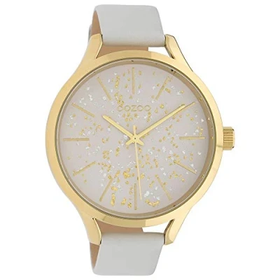Afbeelding van OOZOO C10085 Horloge Timepieces Collection staal/leder goudkleurig wit 44 mm