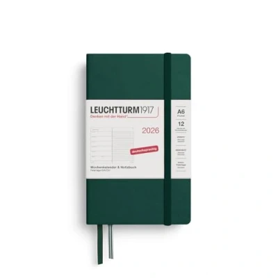 Afbeelding van Leuchtturm zakagenda 2026 15 x 9.5 cm 7d1p + notitie forest green