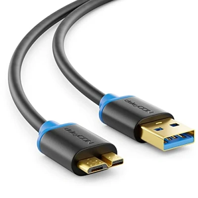Afbeelding van deleyCON 1,5m Micro USB 3.0 Datakabel tot 5 Gbit/s Oplaadkabel voor Mobiele Telefoon Smartphone Tablet Externe Harde Schijven A Male naar B Zwart