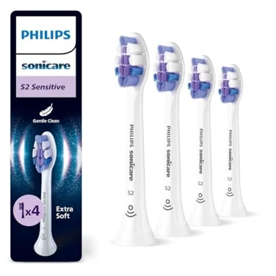 Afbeelding van Philips Sonicare Optimal Sensitive S2 Opzetborstels voor Elektrische Tandenborstel Wit Verpakking van 4 Gevoelige tanden HX6054/87