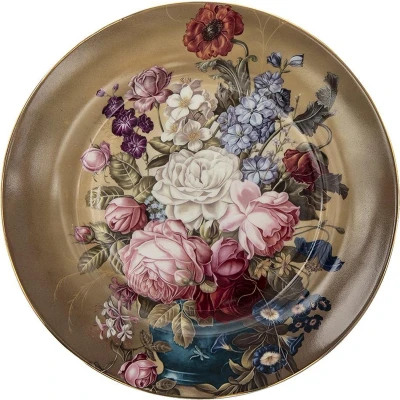 Afbeelding van Clayre &amp; Eef Dinerbord Ø 26 cm Bruin Keramiek Rond Bloemen Eetbord