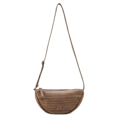 Afbeelding van FREDsBRUDER Leren Schoudertas Layer Halfmoon Bag Caramel Lichtbruin