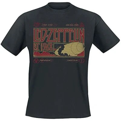 Afbeelding van Led Zeppelin &amp; Smoke Heren T shirt L Zwart