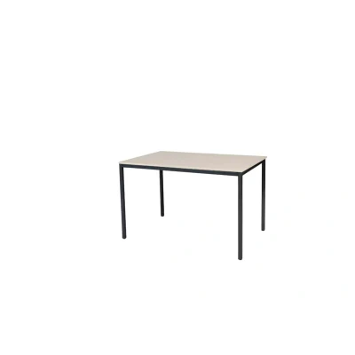Afbeelding van Domino Basic bureautafel, vaste hoogte met 120x80cm robson eiken 25mm blad en zwart (RAL9005) 4 poot frame