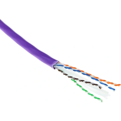 Afbeelding van ACT Cat 6A U/UTP massieve installatiekabel, LSZH, CPR euroklasse ECA, 23AWG, violet 305 meter