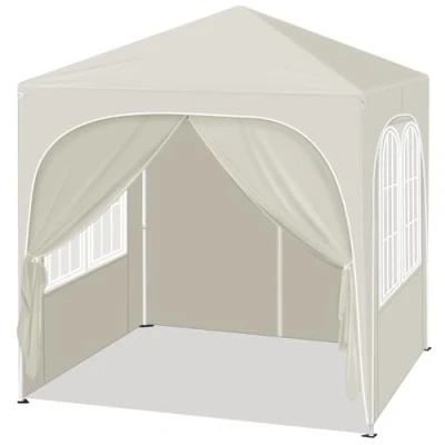 Afbeelding van WOLTU Vouwpaviljoen, waterdicht, pop up paviljoen, 2 x m, met zijpanelen, outdoortent, in hoogte verstelbaar, uv bescherming, hoes, beige