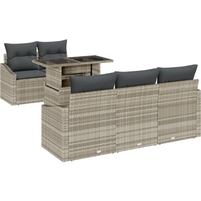 Afbeelding van vidaXL Tuin Sofa Set 6 delig Beige Poly Rattan