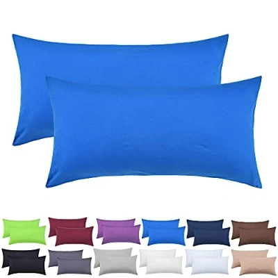 Afbeelding van NatureMark 2 pack jersey kussensloop kussenslopen zijslaper nekkussen vele maten en kleuren OEKO TEX (40 x 80 cm, Royal blue)