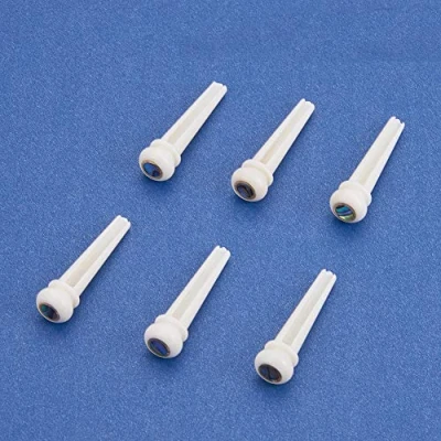 Afbeelding van WANDIC 6 stks Witte Buffalo Bone Bridge Pins voor Akoestische Gitaar met Koperen Ring en Grote Pearl Shell Dot