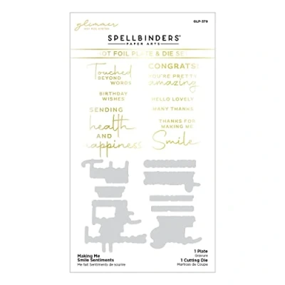 Afbeelding van Spellbinders Making Me Smile Sentiments Glimmer Hot Foil Plate &amp; Die Set (GLP 379)