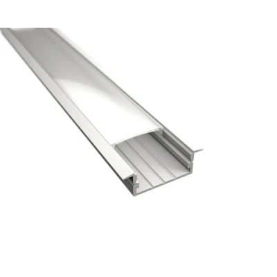 Afbeelding van ledomec 2m LED inbouwprofiel WIDE IN 20 aluminium wit voor strips incl. afdekking melkachtig, tot max. 20mm montage strip (2m profiel + matte afdekking)