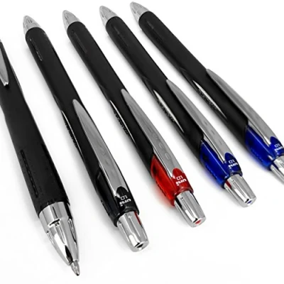Afbeelding van Uni Ball Jetstream SXN 5, 210,0 mm, intrekbare balpen, zwart, 5 stuks, 2 x blauw, 1 rood.