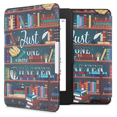 Afbeelding van kwmobile E reader hoesje geschikt voor Amazon Kindle Paperwhite hoes flip case met magnetische sluiting Ereader cover bibliotheek design in meerkleurig