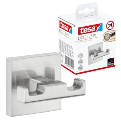 Afbeelding van tesa Exxclusiv Badjashaak 6x5x4.4cm zonder boren Zelfklevend Metaal roestvrij staal