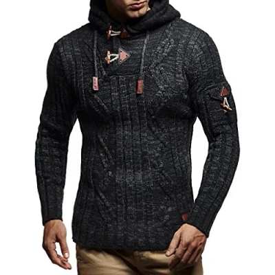 Afbeelding van Leif Nelson Gebreide trui voor heren LN 5400, Antraciet Zwart, XL