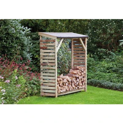 Afbeelding van Openhaardhoutberging 180 x cm Grenen Bruin Tuindeco